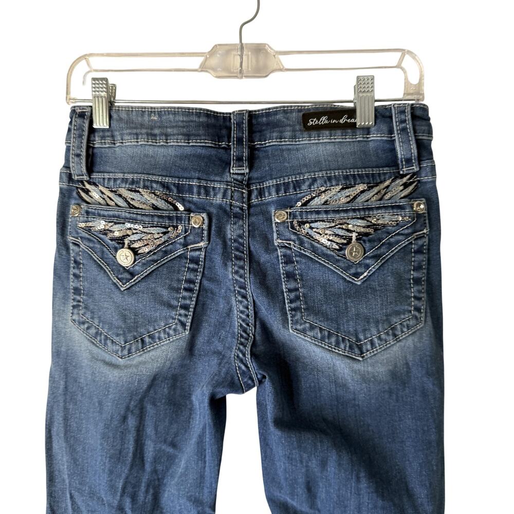 Stella in Dreams Jeans‎ Womens 9 29 Mid Rise Bootcut Sequin Pocket Denim SR116